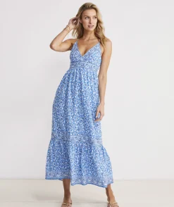 Blue Katama Tile Sconset Maxi Dress