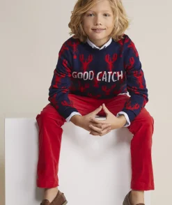 Boys’ Cotton Cashmere Cable Crewneck Sweater