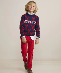 Boys’ Cotton Cashmere Cable Crewneck Sweater