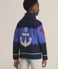 Boys’ Cotton Cashmere Cable Crewneck Sweater