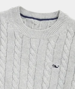 Boys’ Cotton Cashmere Cable Crewneck Sweater