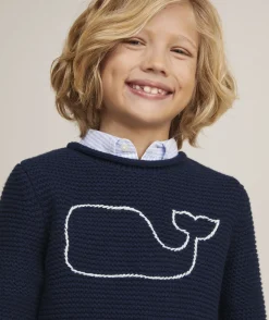 Boys’ Cotton Cashmere Cable Crewneck Sweater