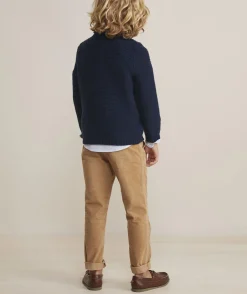 Boys’ Cotton Cashmere Cable Crewneck Sweater