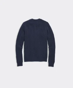 Boys’ Cotton Cashmere Cable Crewneck Sweater