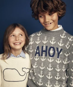 Boys’ Cotton Cashmere Cable Crewneck Sweater