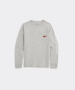 Boys' Football Whale Long-Sleeve Pocket Tee