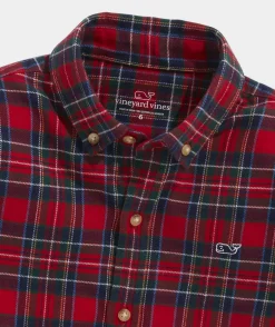 Boys' Stretch Poplin Check Shirt