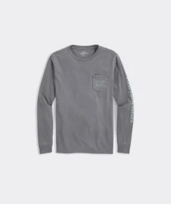 Boys' Vintage Whale Garment-Dyed Long-Sleeve Pocket Tee
