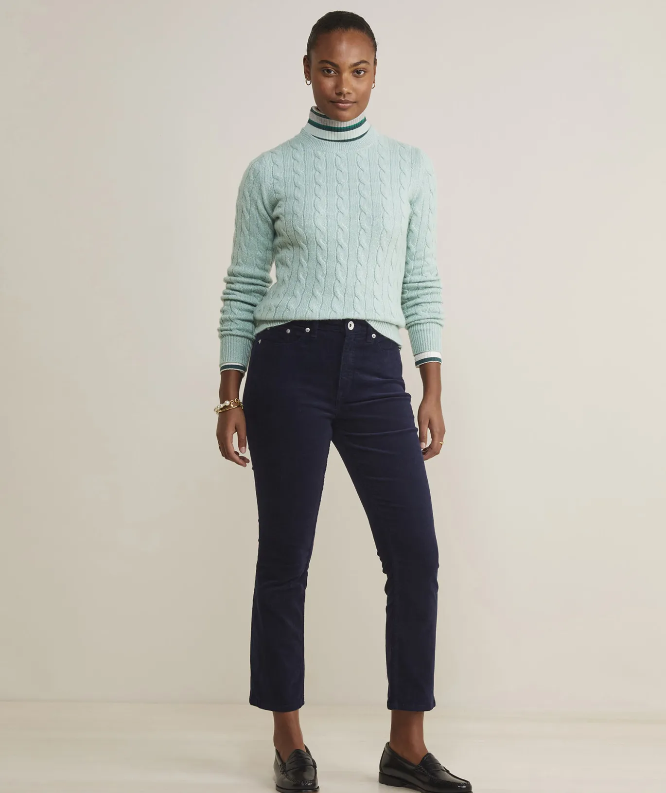 Cashmere Cable Shine Crewneck Sweater