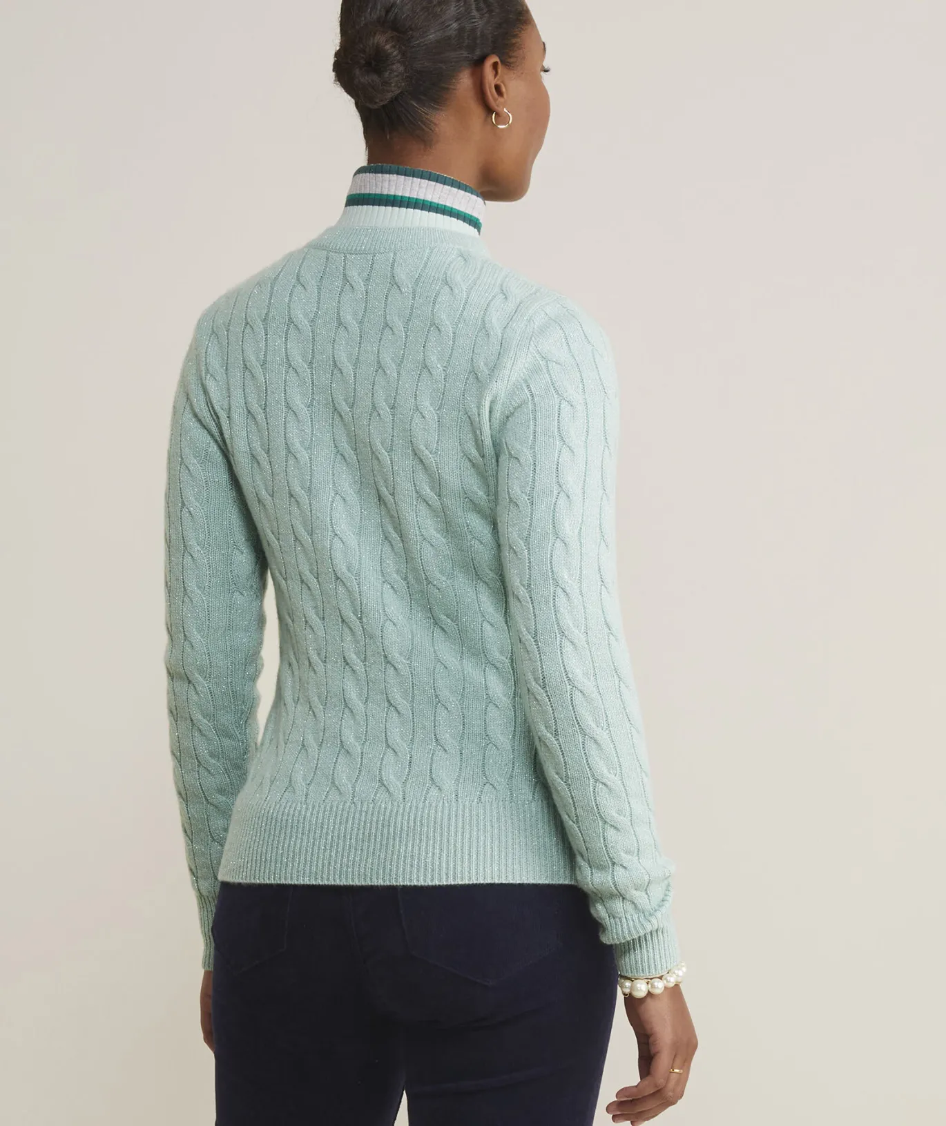 Cashmere Cable Shine Crewneck Sweater