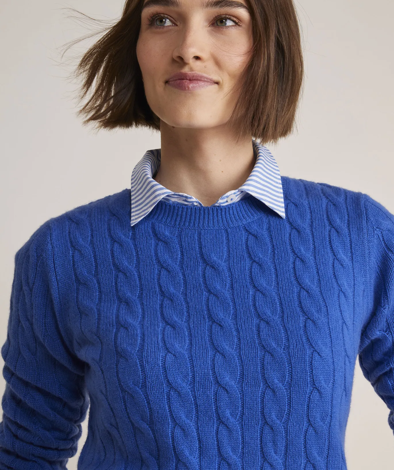 Cashmere Classic Cable Crewneck Sweater