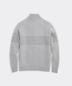 Cashmere Fair Isle Button Mockneck Sweater