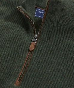 Cashmere Fisherman Rib Quarter-Zip Sweater