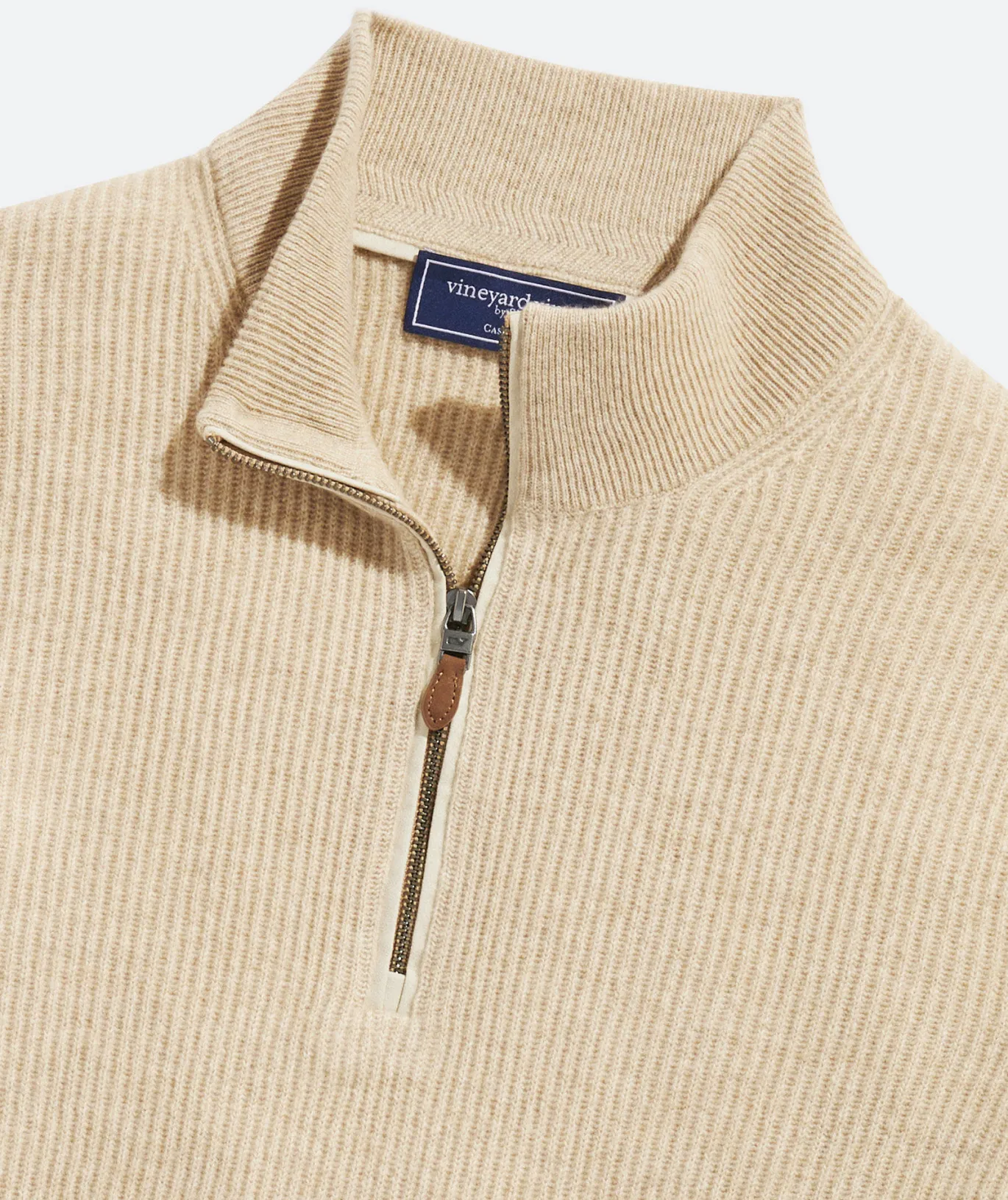 Cashmere Fisherman Rib Quarter-Zip Sweater