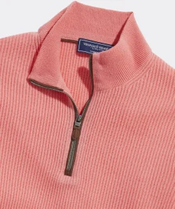 Cashmere Fisherman Rib Quarter-Zip Sweater