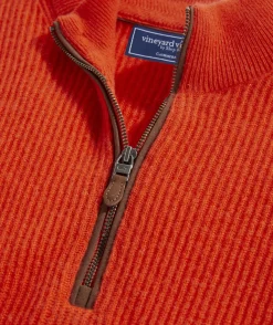 Cashmere Fisherman Rib Quarter-Zip Sweater