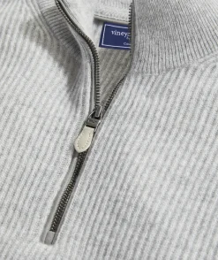 Cashmere Fisherman Rib Quarter-Zip Sweater