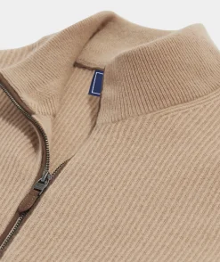 Cashmere Fisherman Rib Quarter-Zip Sweater