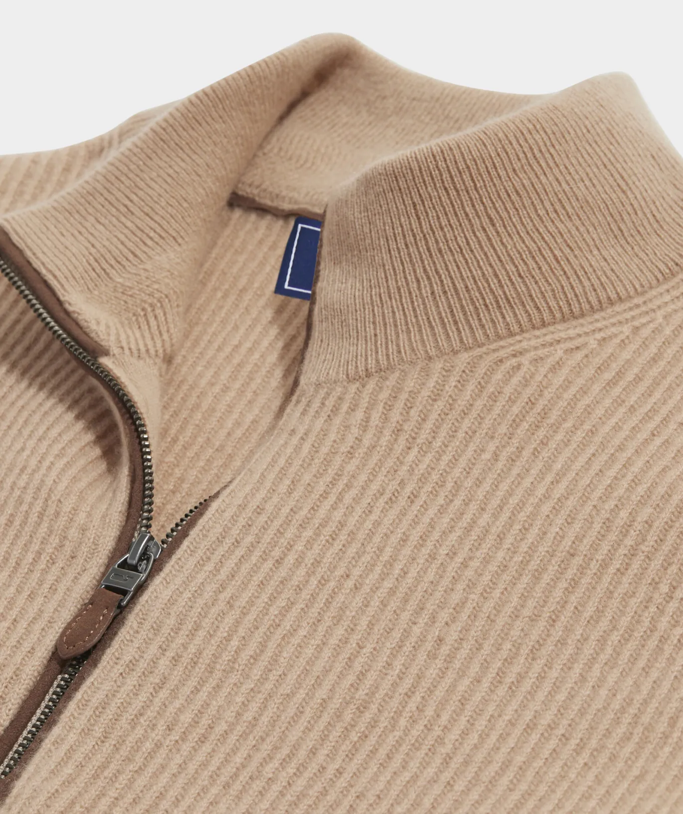 Cashmere Fisherman Rib Quarter-Zip Sweater