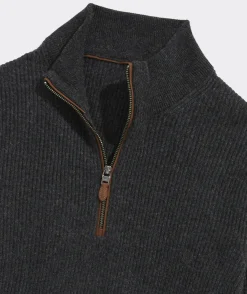 Cashmere Fisherman Rib Quarter-Zip Sweater