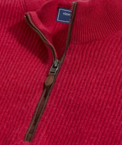 Cashmere Fisherman Rib Quarter-Zip Sweater
