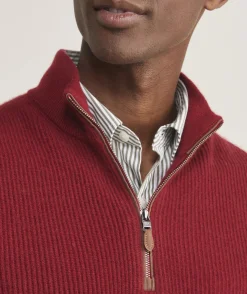 Cashmere Fisherman Rib Quarter-Zip Sweater