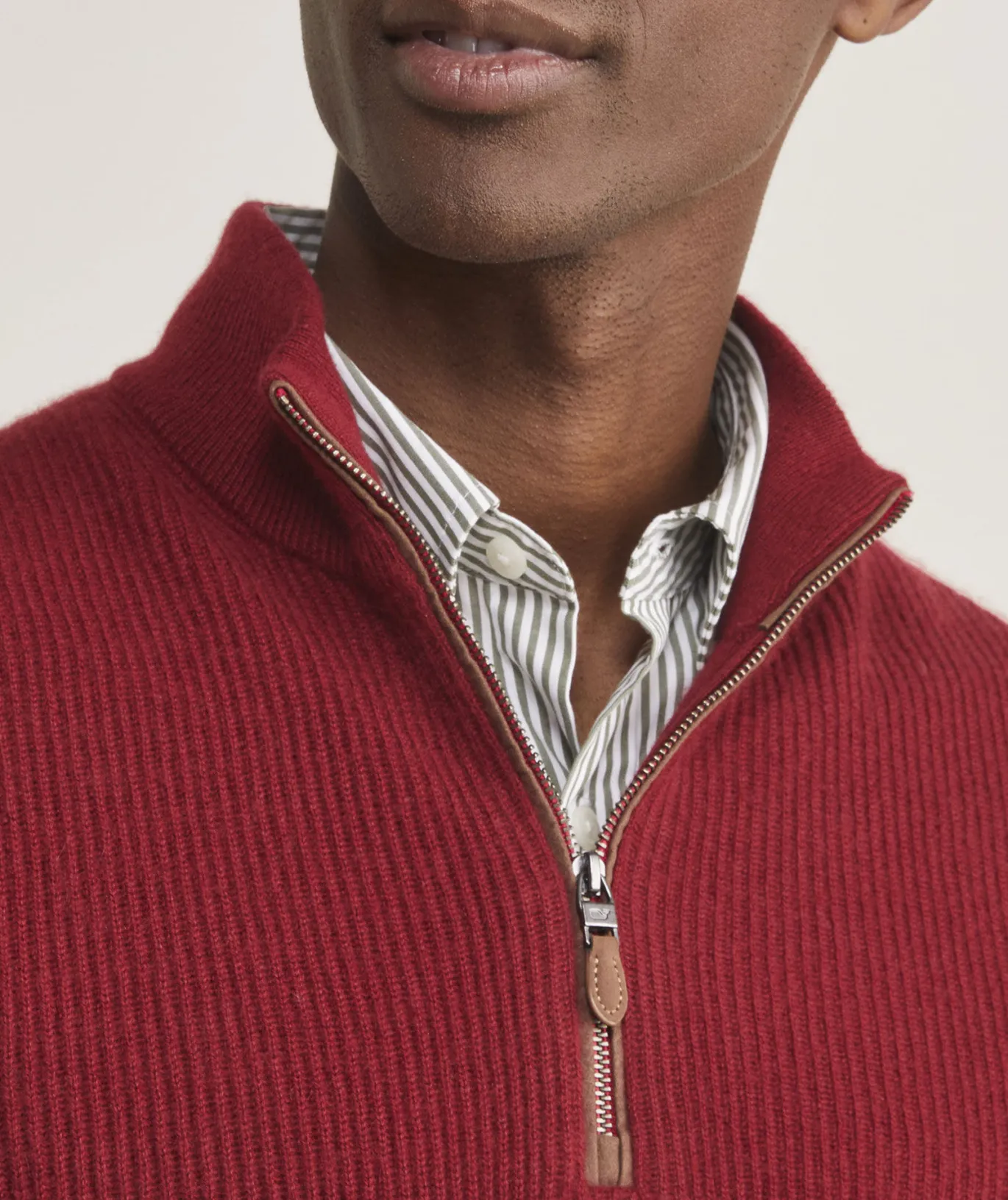 Cashmere Fisherman Rib Quarter-Zip Sweater