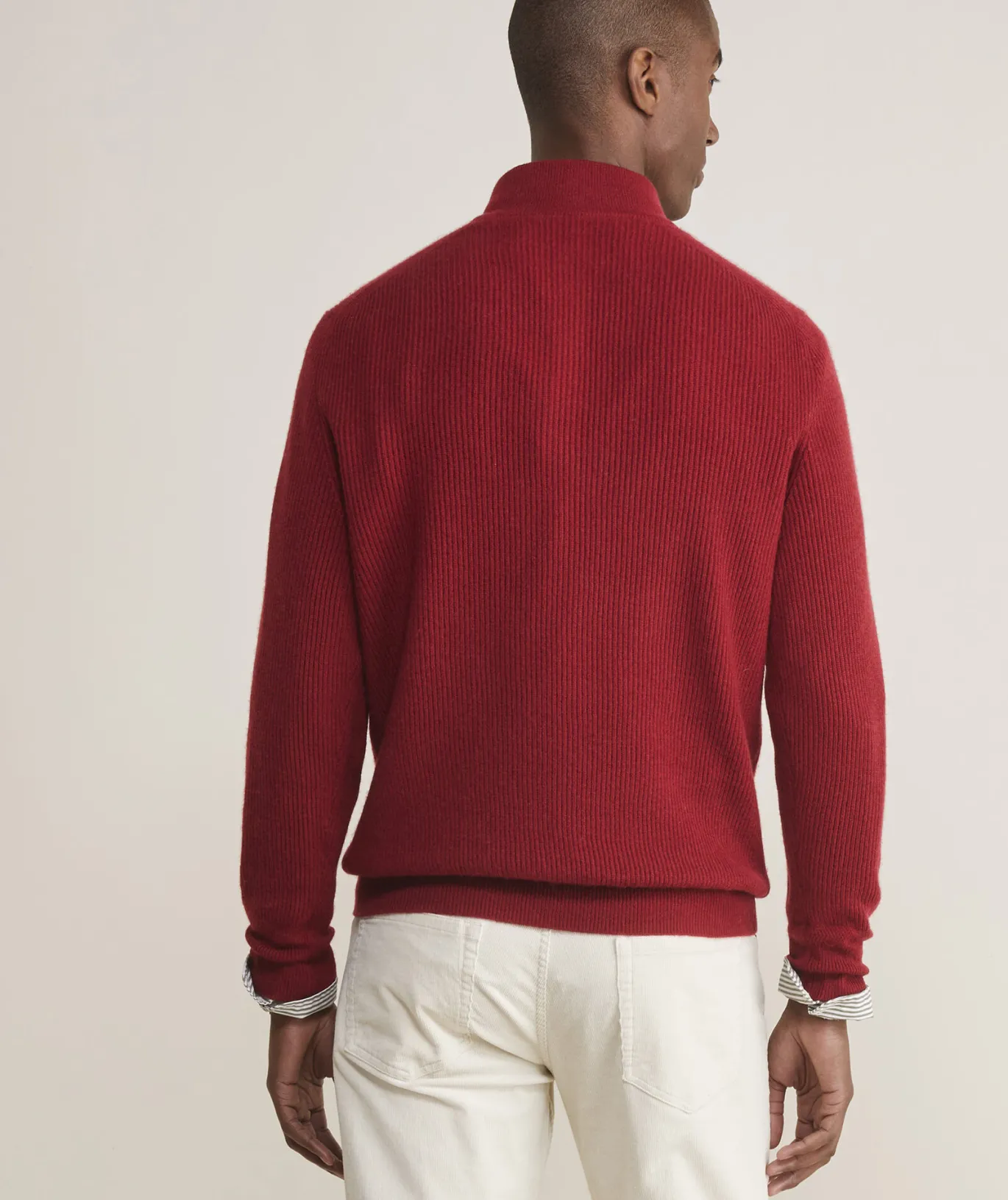 Cashmere Fisherman Rib Quarter-Zip Sweater