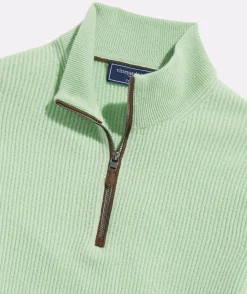 Cashmere Fisherman Rib Quarter-Zip Sweater
