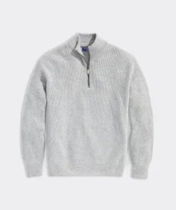 Cashmere Fisherman Rib Quarter-Zip Sweater