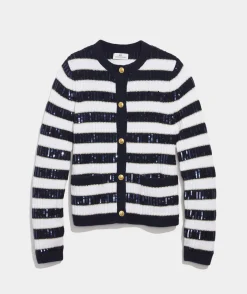 Cashmere Waffle-Knit Striped Crewneck Sweater
