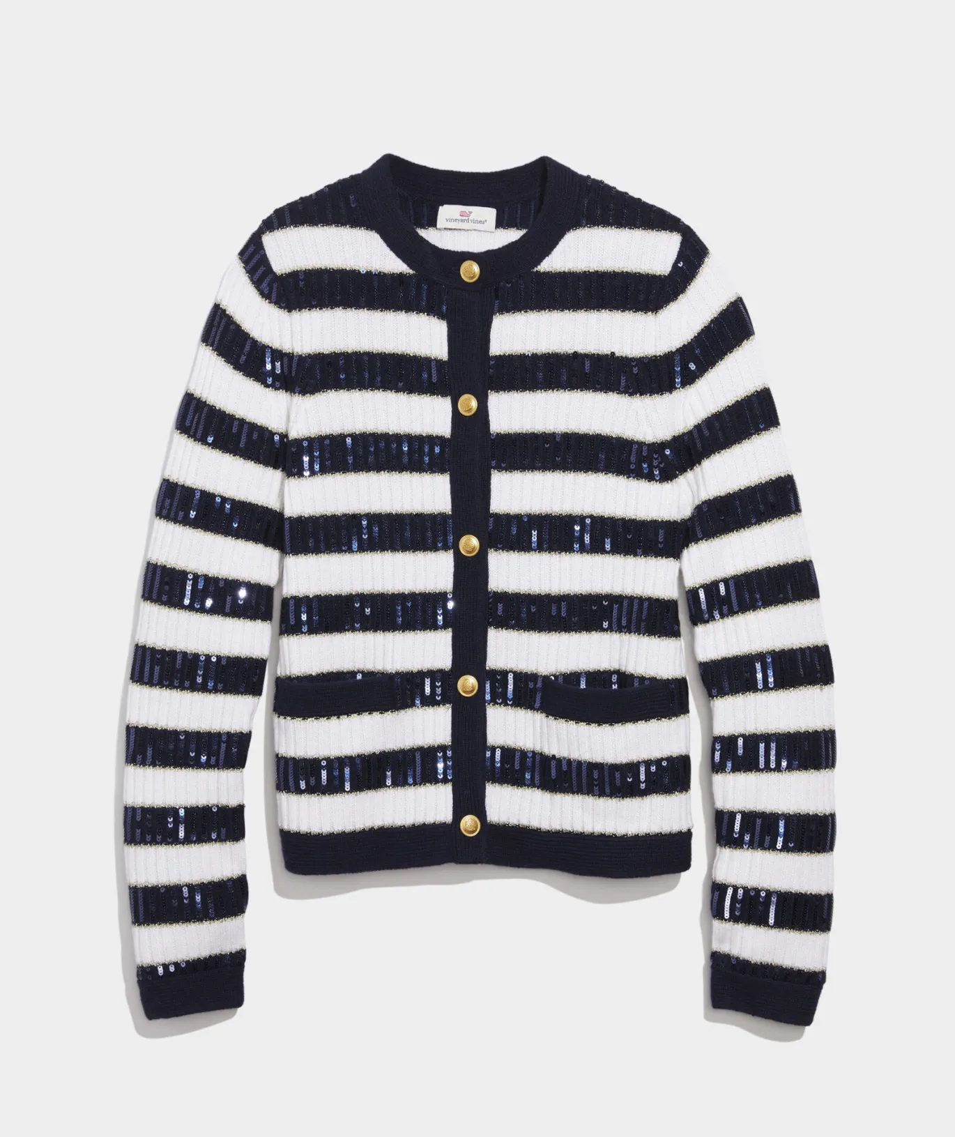 Cashmere Waffle-Knit Striped Crewneck Sweater