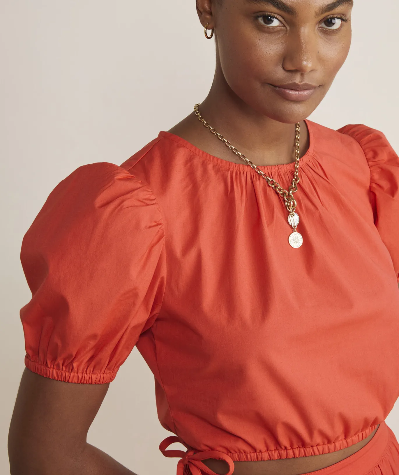 Cinched Puff-Sleeve Top