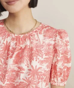 Cinched Puff-Sleeve Top