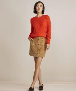 Corduroy Button-Front Skirt