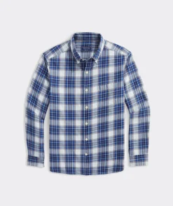 Cotton Twill Indigo Plaid Shirt