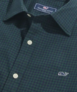 Cotton Twill Spread Collar Gingham Shirt