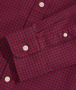 Cotton Twill Spread Collar Gingham Shirt