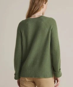 Cropped Cable V-Neck Sweater