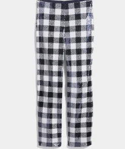 Embroidered Stretch Velvet Pants