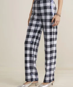 Embroidered Stretch Velvet Pants