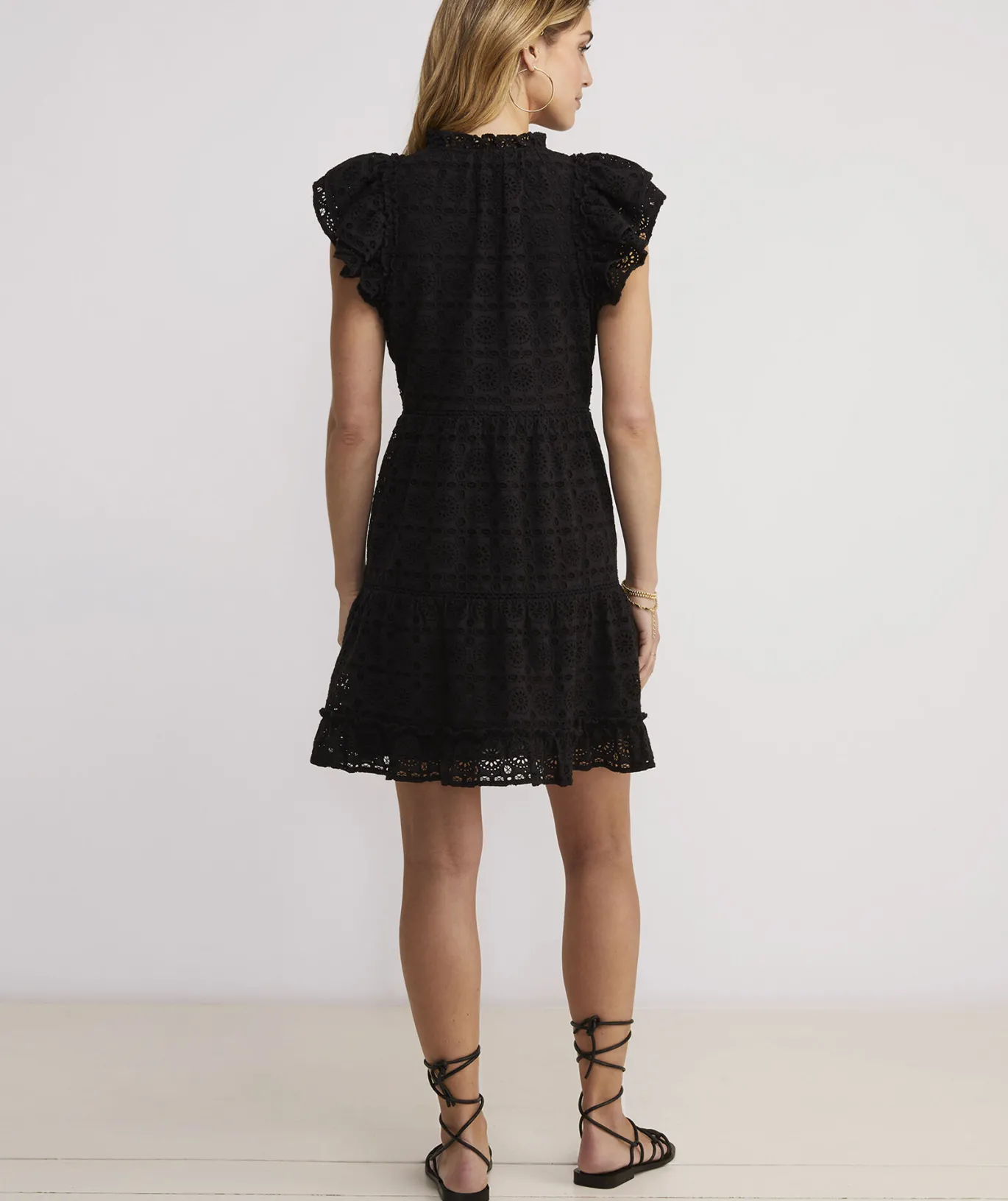 Eyelet Tiered Ruffle Dress