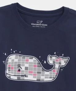 Girls' Glitter Ski Whale Long-Sleeve Pocket Tee