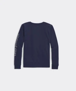 Girls' Glitter Ski Whale Long-Sleeve Pocket Tee