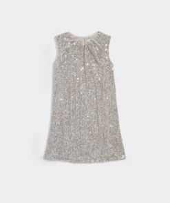 Girls' Poplin Puff Sleeve Dress
