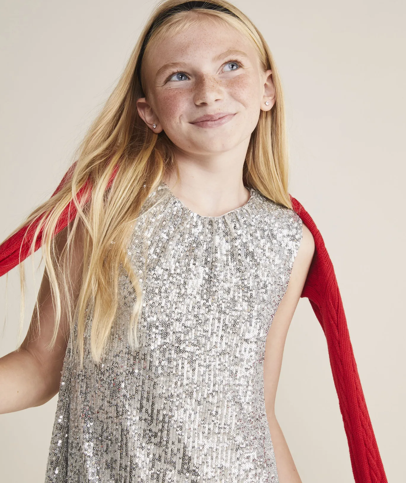 Girls' Poplin Puff Sleeve Dress