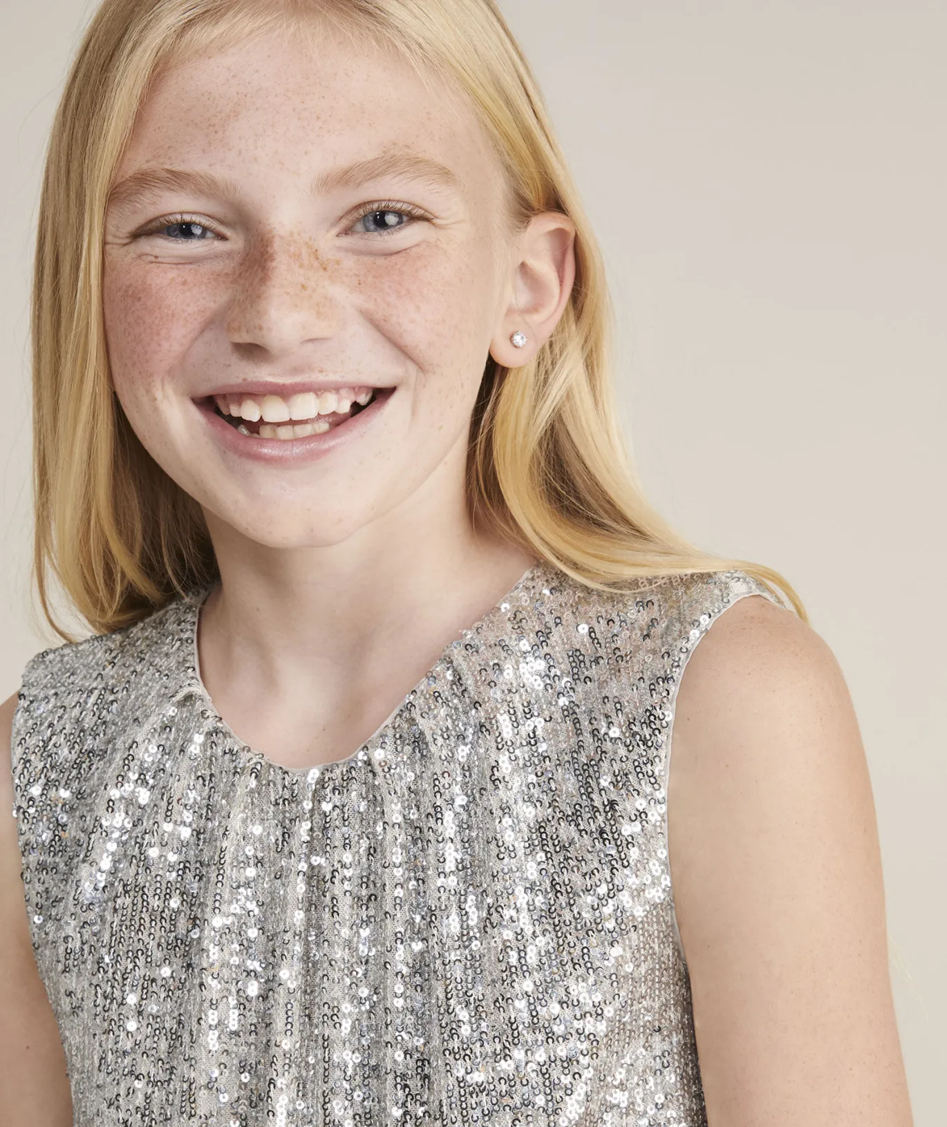 Girls' Poplin Puff Sleeve Dress