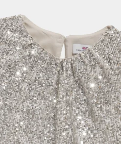 Girls' Poplin Puff Sleeve Dress