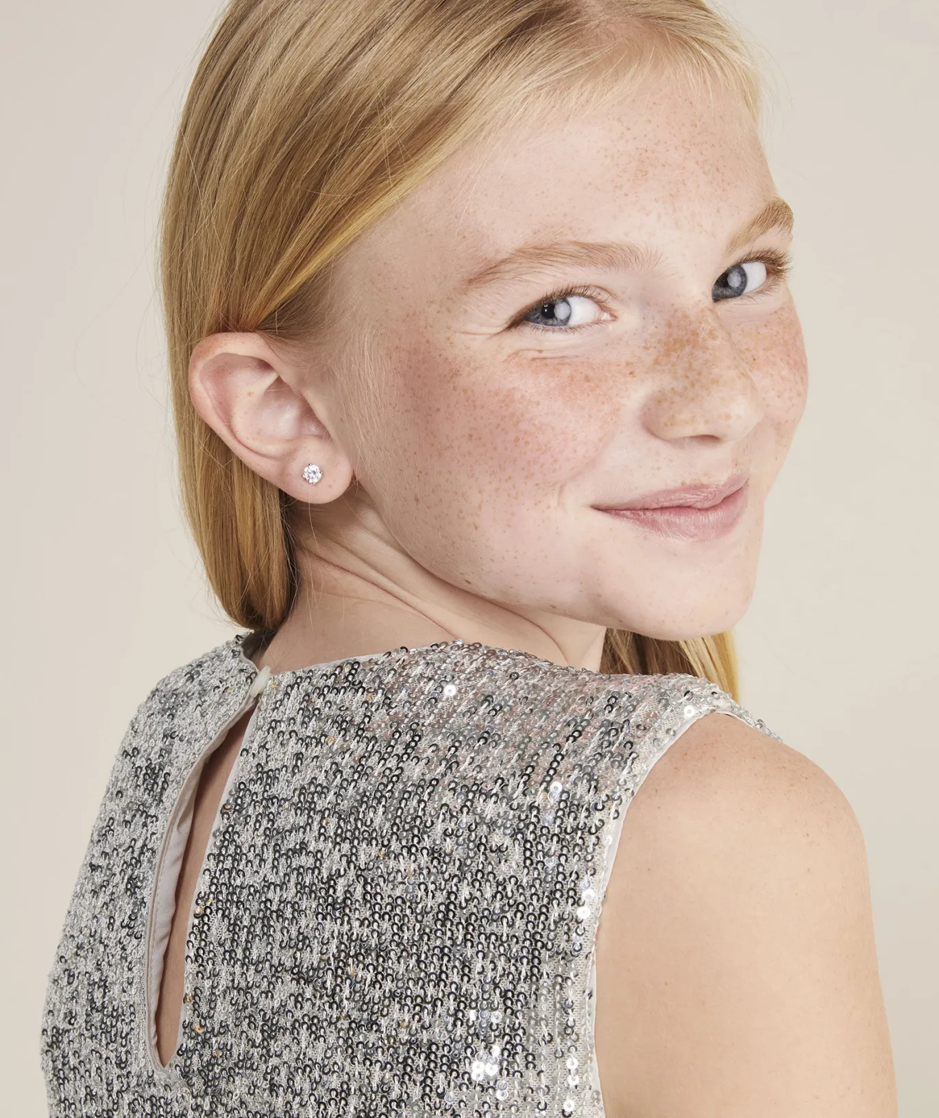 Girls' Poplin Puff Sleeve Dress