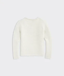 Girls' Striped Puff-Sleeve Crewneck Sweater